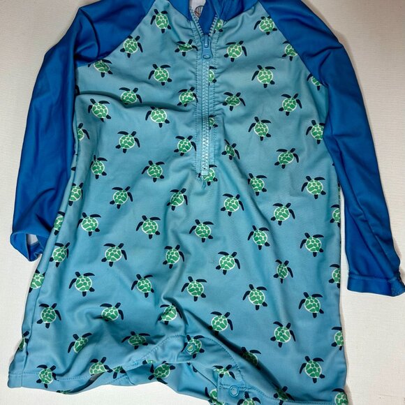 Turtle Print Baby Long Sleeve One Piece Swim Suit - Adventure Wear 360-18M-KC018 - Picture 3 of 4